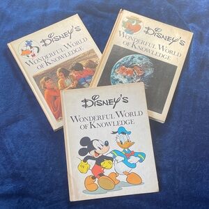 Disney's Wonderful World of Knowledge Books - Blue, White, and Orange Covers